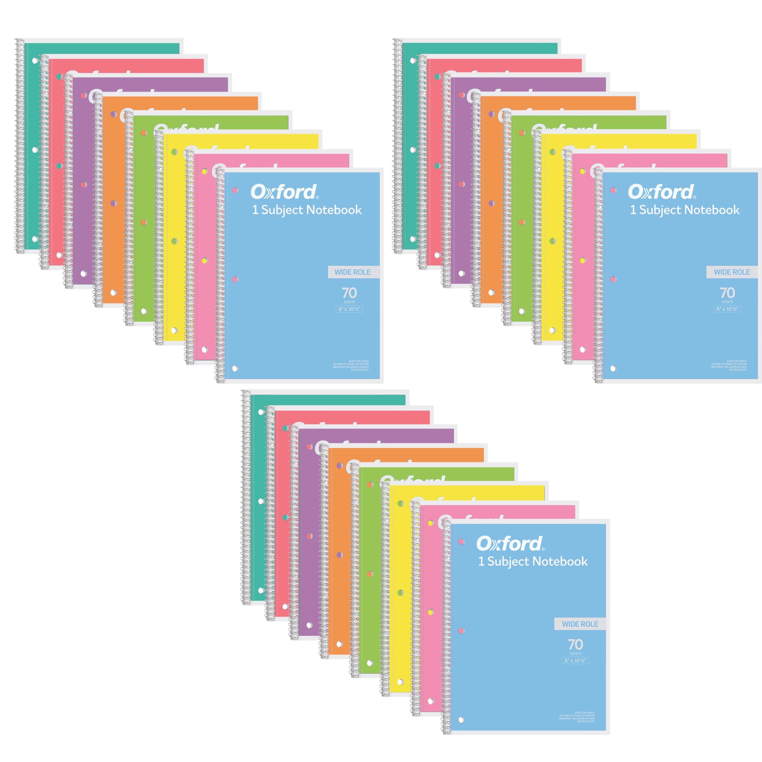Foto 1 | Cuaderno Oxford En Espiral Con Rayas Anchas, 1 Tema, 24 Unidades, 70 Hojas - Venta Internacional.
