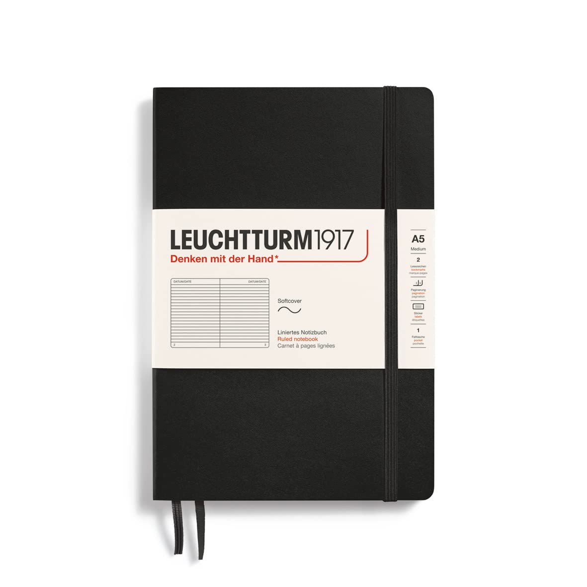 Foto 2 pulgar | Cuaderno Leuchtturm1917, Tamaño Mediano, A5, Tapa Blanda Rayada, 123 Páginas - Venta Internacional.