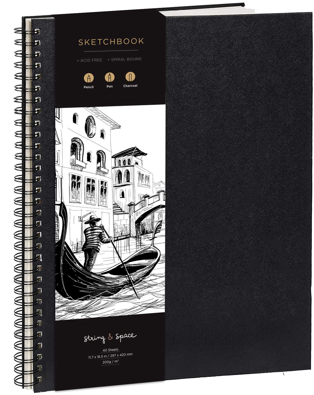 Foto 2 pulgar | Cuaderno De Bocetos String & Space, Tapa Dura, 200 G/m², A3, 40 Hojas - Venta Internacional.