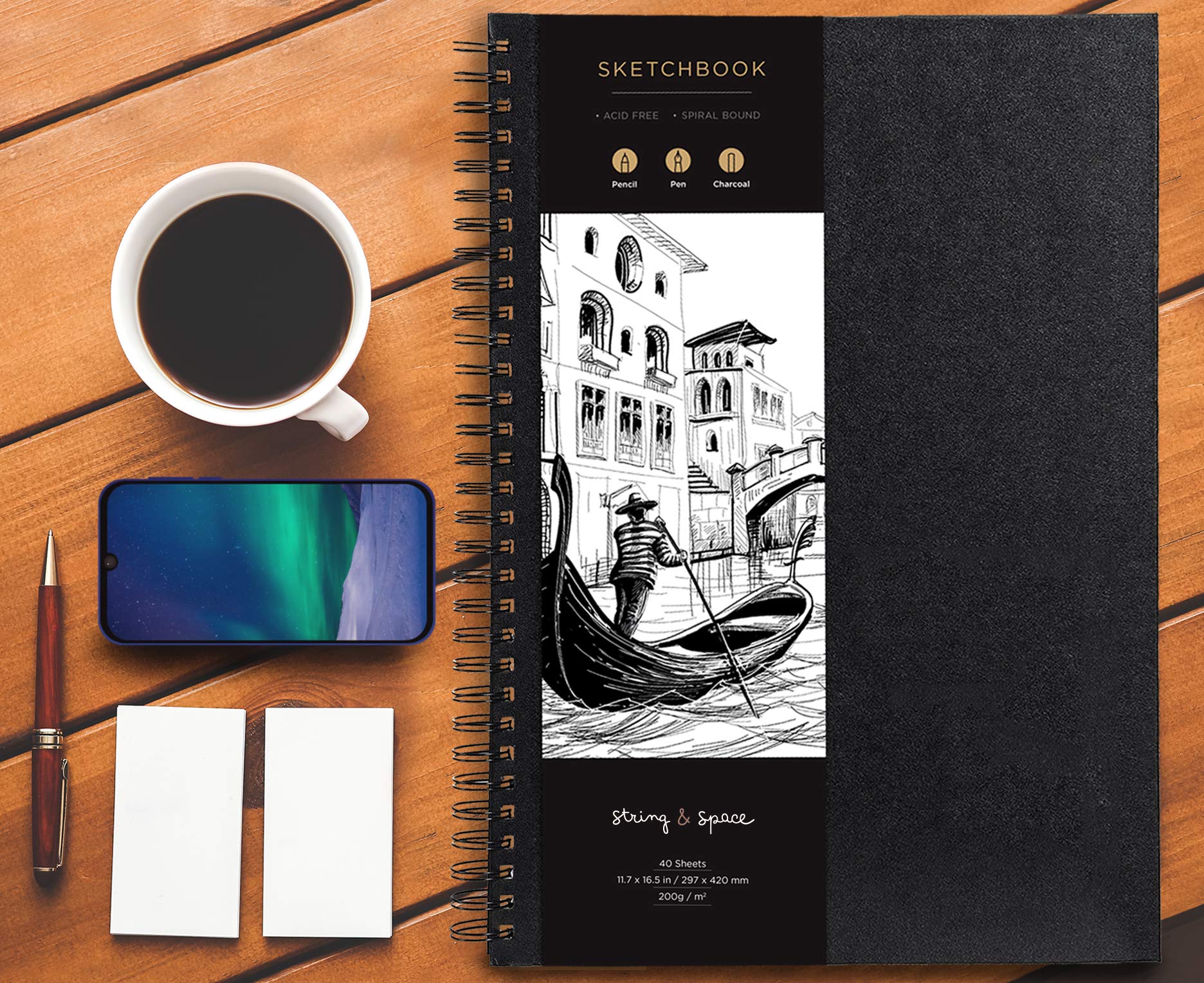 Foto 6 | Cuaderno De Bocetos String & Space, Tapa Dura, 200 G/m², A3, 40 Hojas - Venta Internacional.