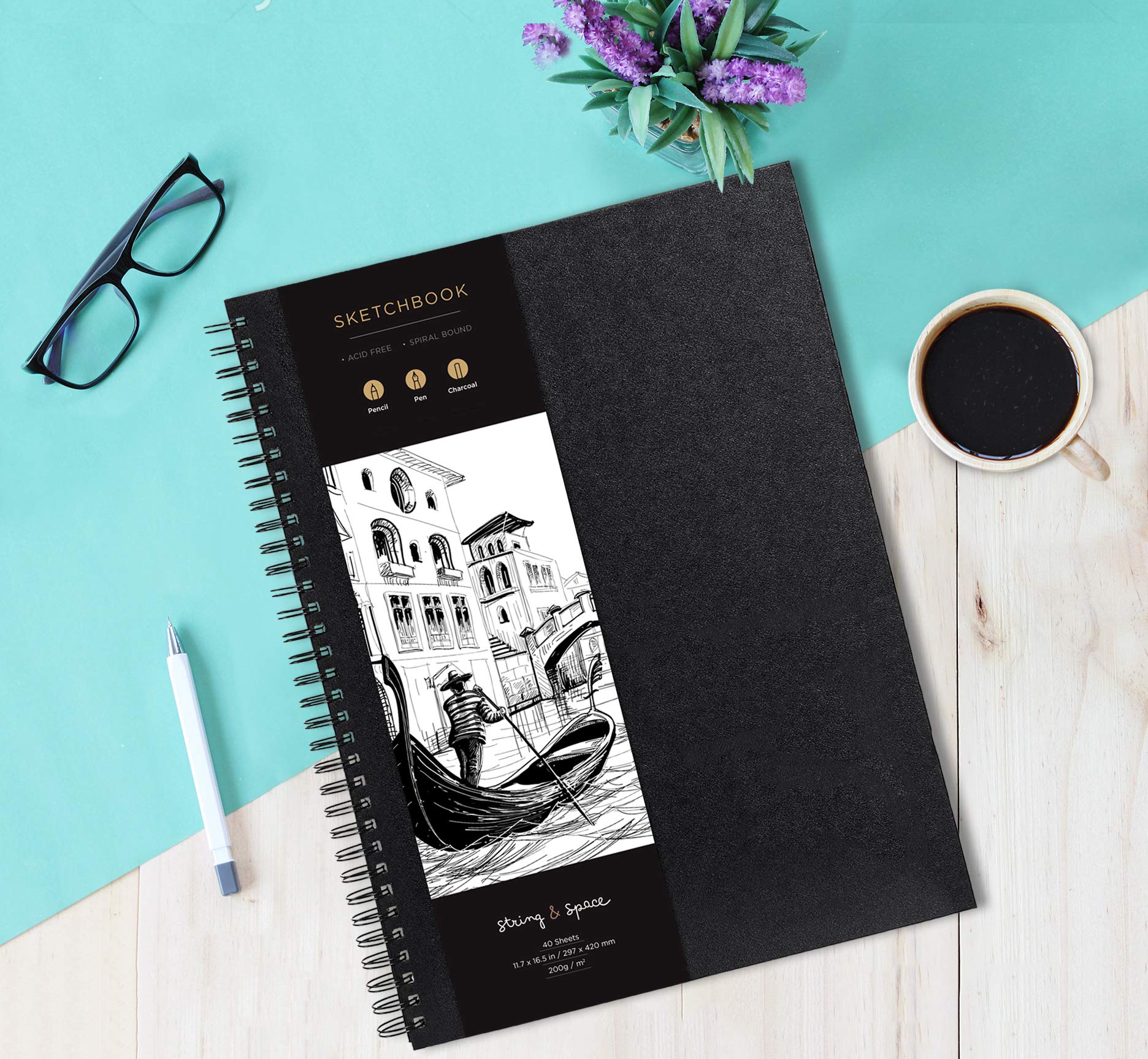 Foto 8 pulgar | Cuaderno De Bocetos String & Space, Tapa Dura, 200 G/m², A3, 40 Hojas - Venta Internacional.