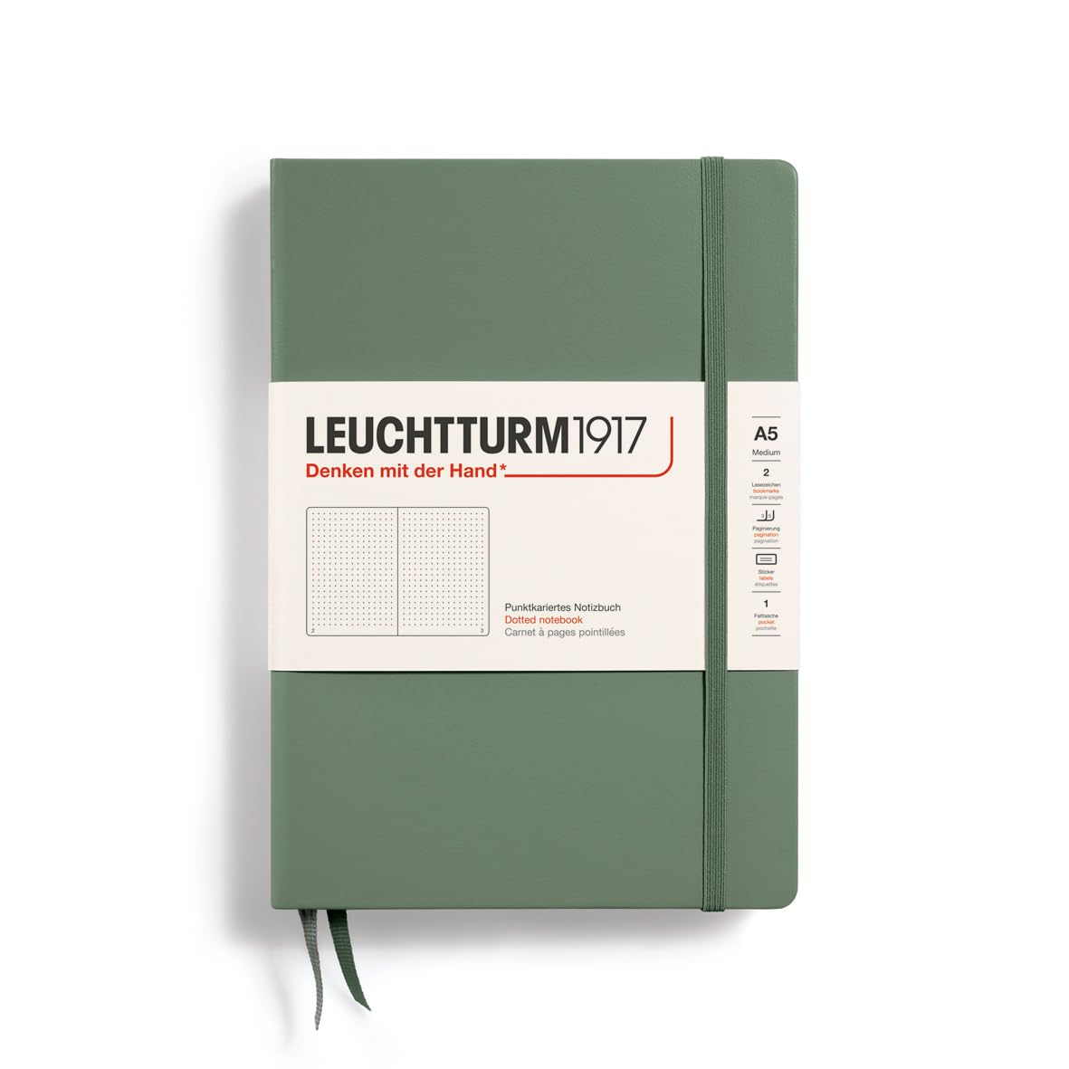 Foto 2 pulgar | Cuaderno Leuchtturm1917, Tapa Dura, Tamaño Mediano, A5, 251 Páginas, Color Oliva - Venta Internacional.