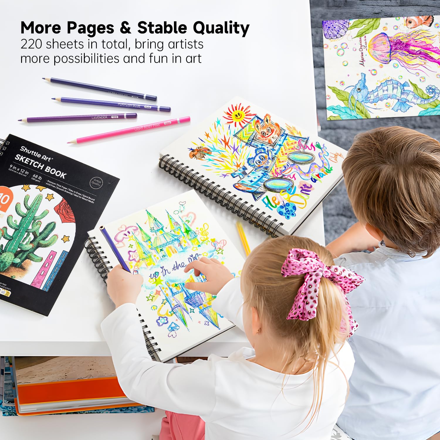Foto 7 | Cuaderno De Bocetos Shuttle Art, 9 X 12 Pulgadas, 220 Hojas, Paquete De 2 - Venta Internacional.