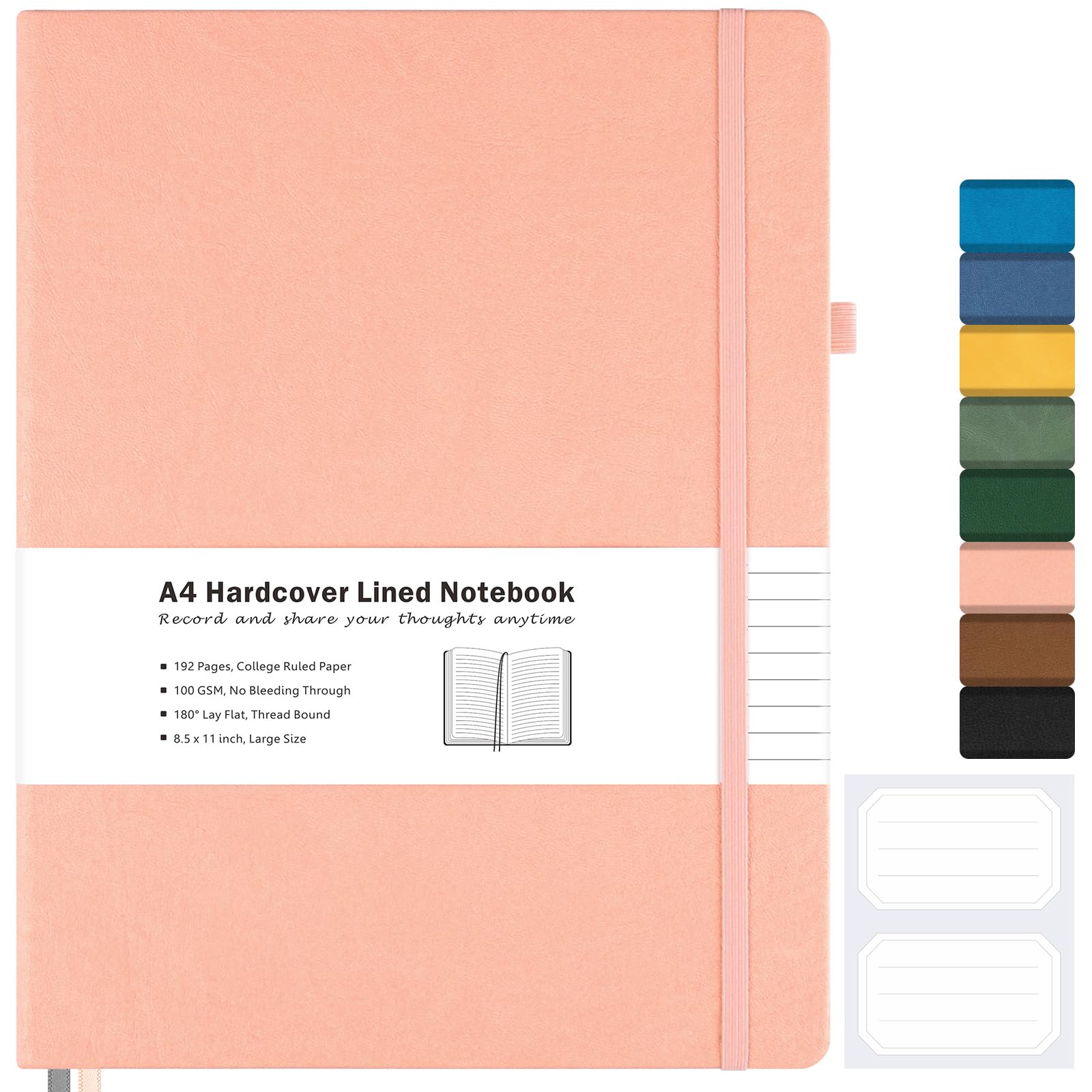 Libreta Maleden College Riled A4 De Piel, Tapa Dura, Color Rosa - Venta Internacional. $674
