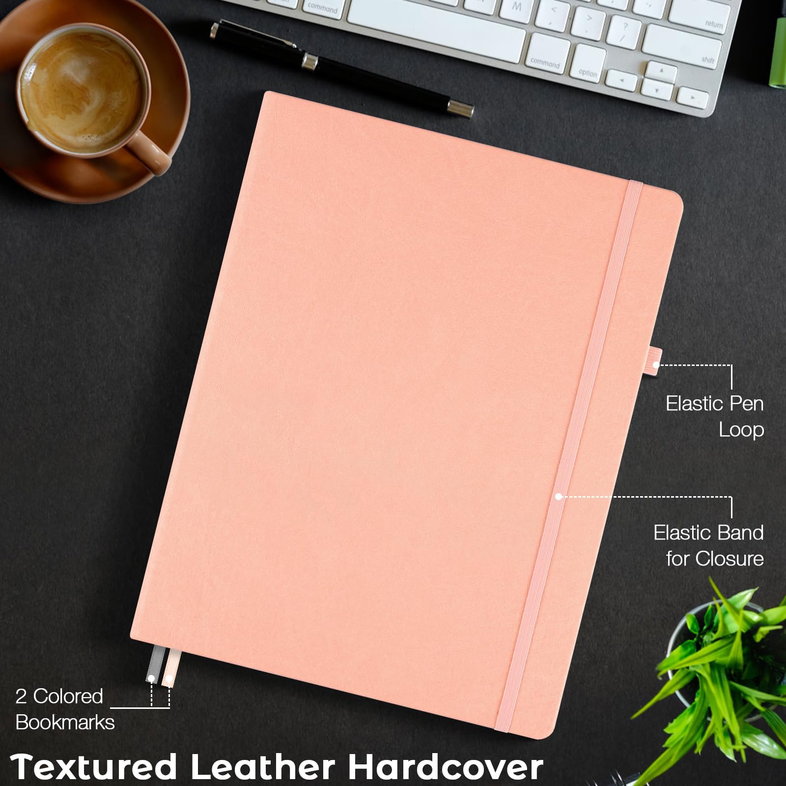 Foto 5 | Libreta Maleden College Riled A4 De Piel, Tapa Dura, Color Rosa - Venta Internacional.
