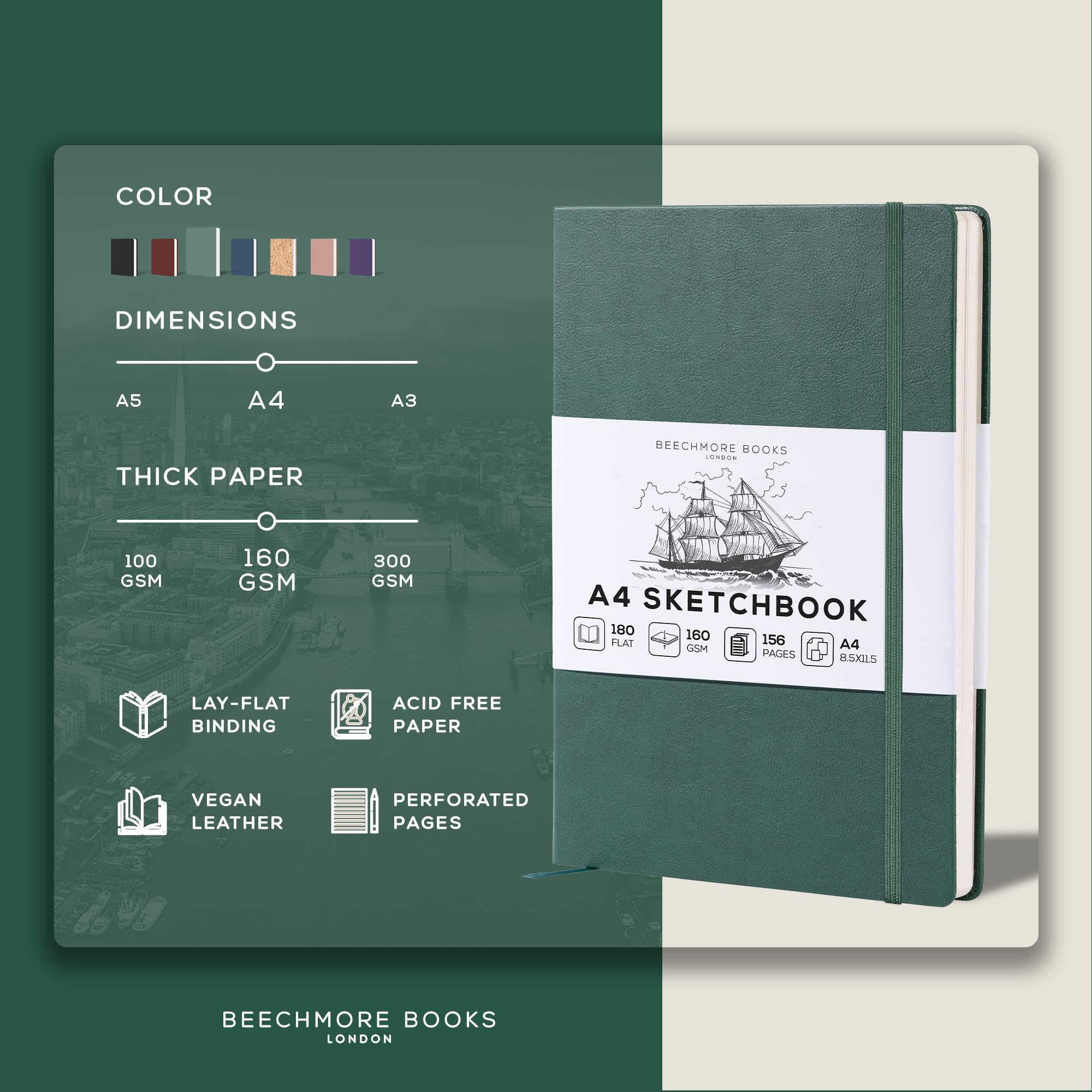 Foto 2 | Cuaderno De Bocetos Beechmore Books A4 21,6 X 29,2 Cm 156 Páginas - Venta Internacional.