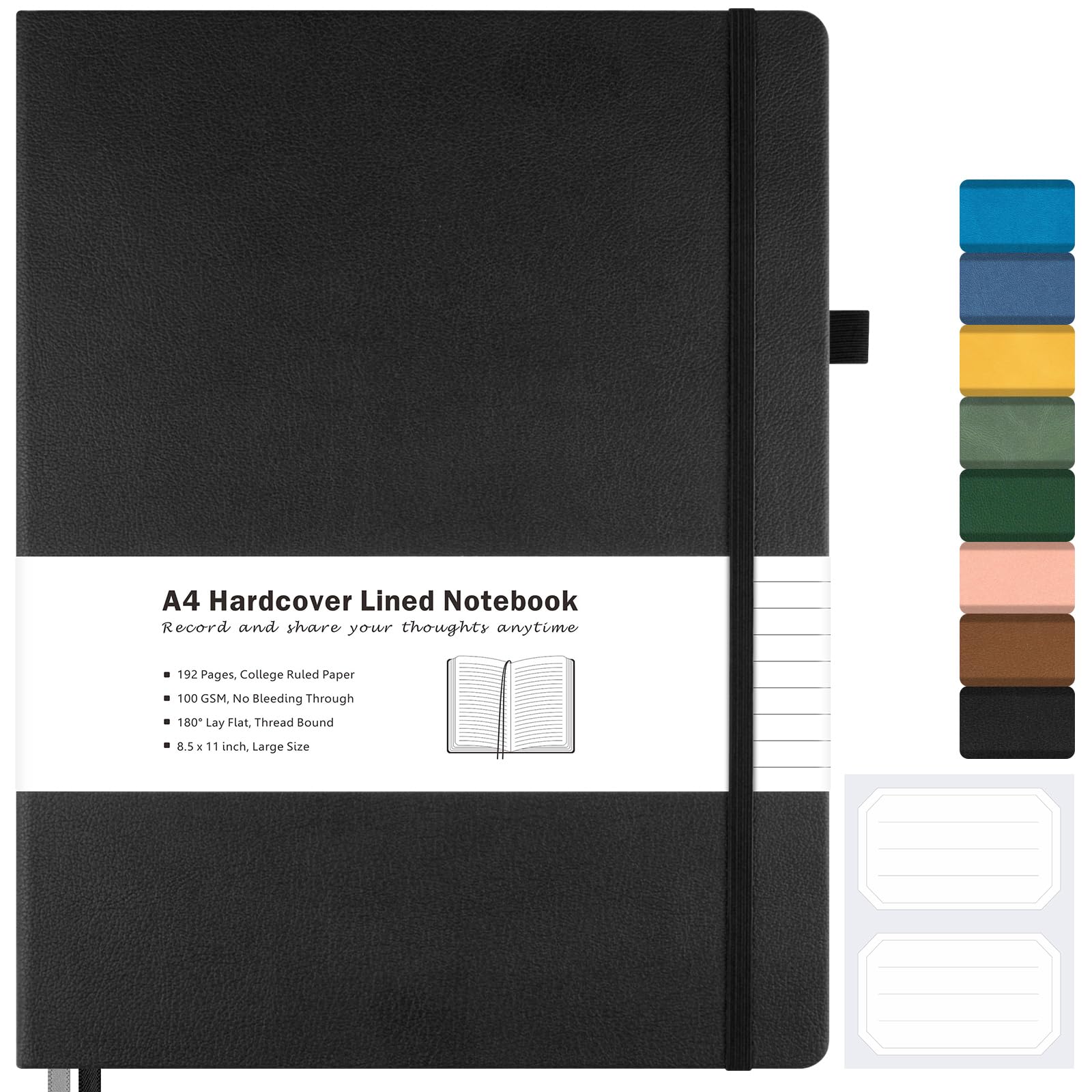 Foto 1 | Libreta Maleden College Ruled A4 De Piel, Tapa Dura, Color Negro - Venta Internacional.
