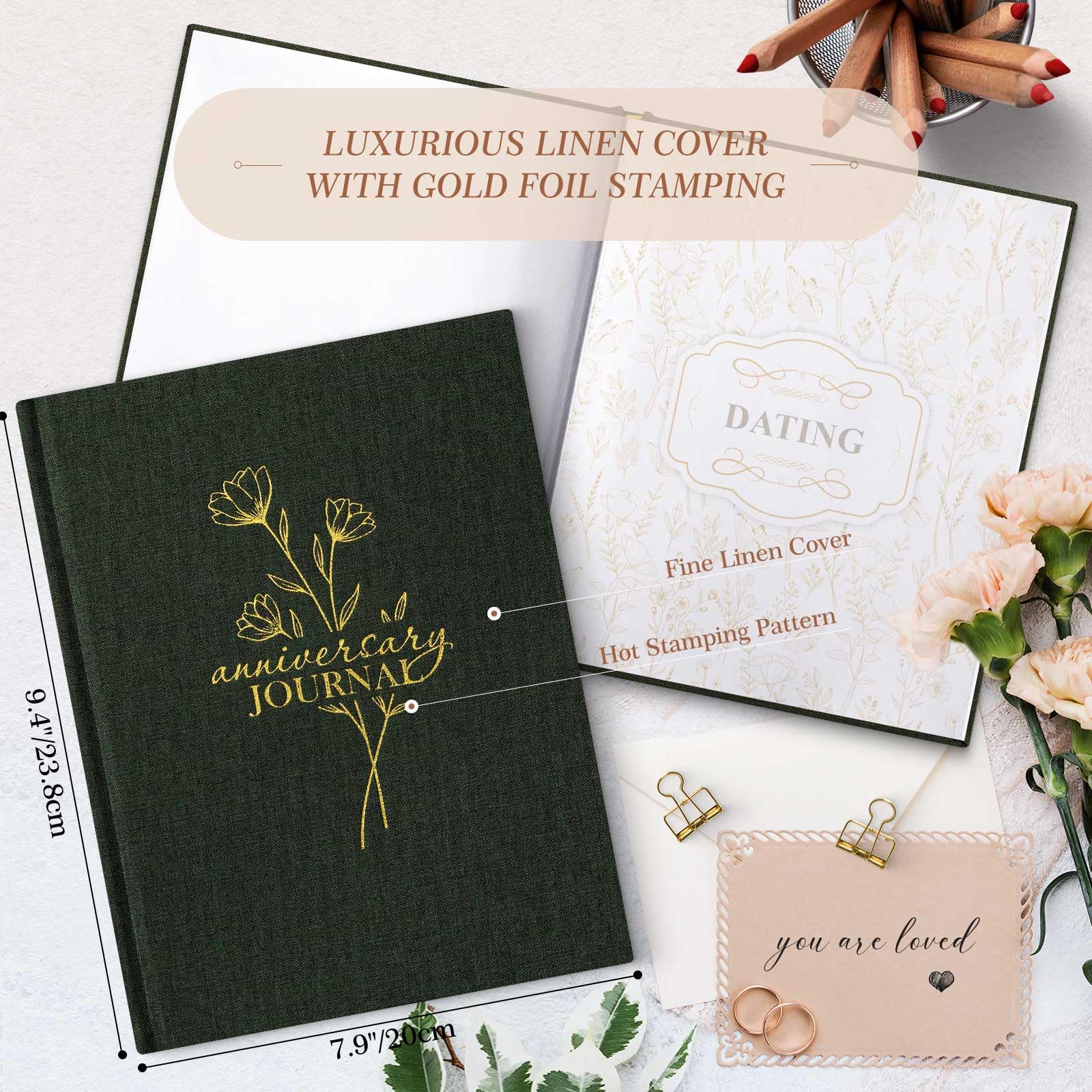 Foto 2 | Libreta Lanpn Para Aniversario De Boda, De Lino, 190 Páginas - Venta Internacional.