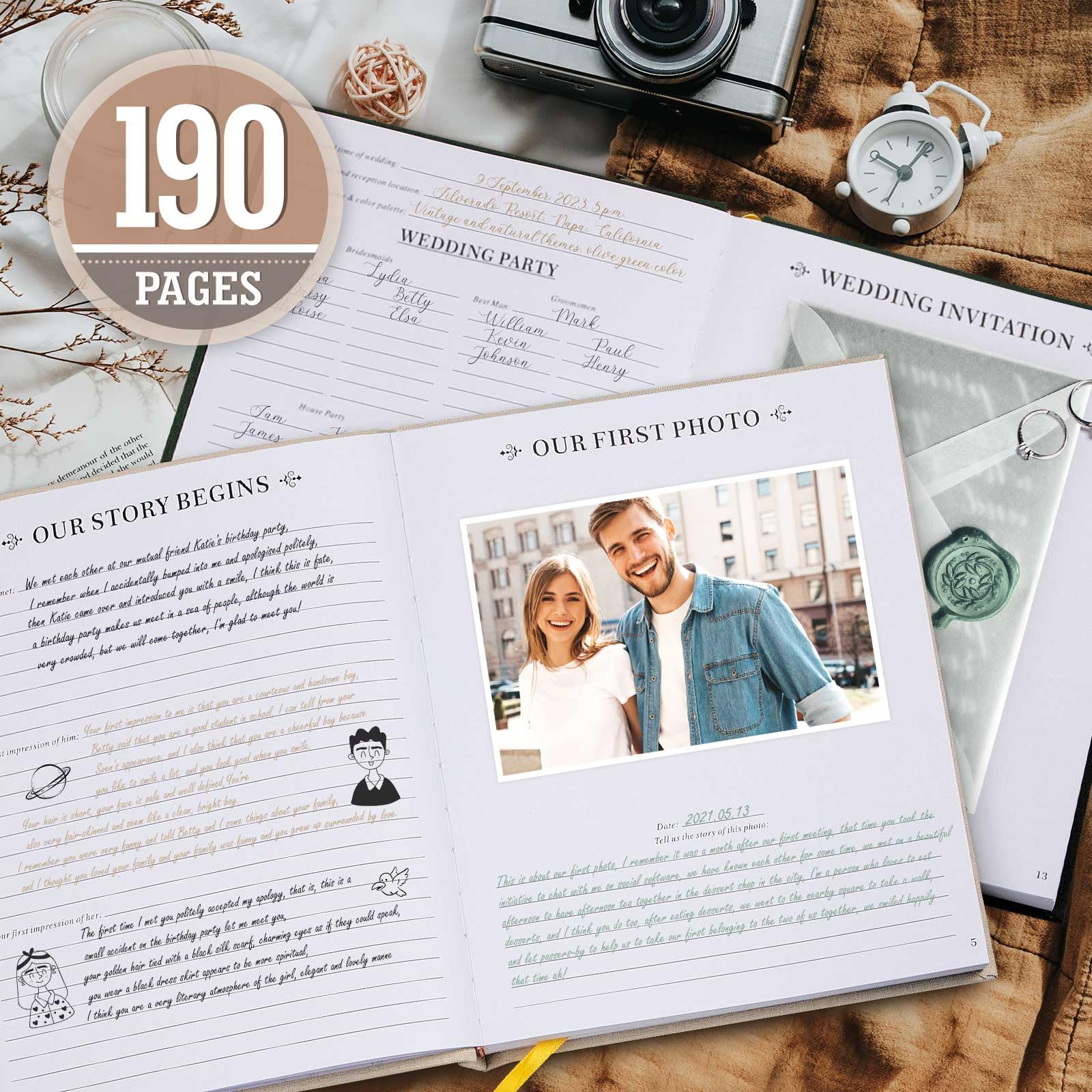 Foto 3 | Libreta Lanpn Para Aniversario De Boda, De Lino, 190 Páginas - Venta Internacional.