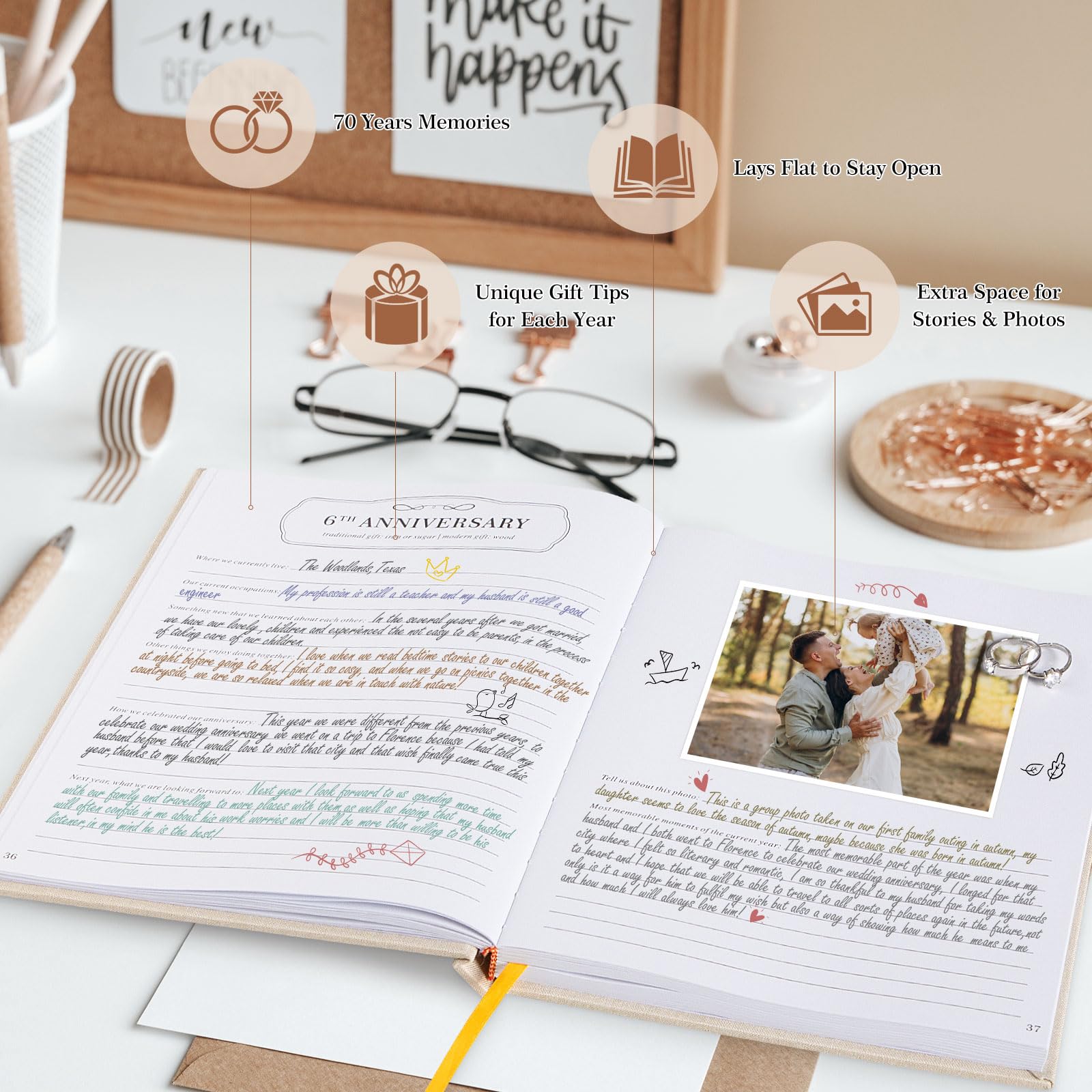 Foto 5 pulgar | Libreta Lanpn Para Aniversario De Boda, De Lino, 190 Páginas - Venta Internacional.