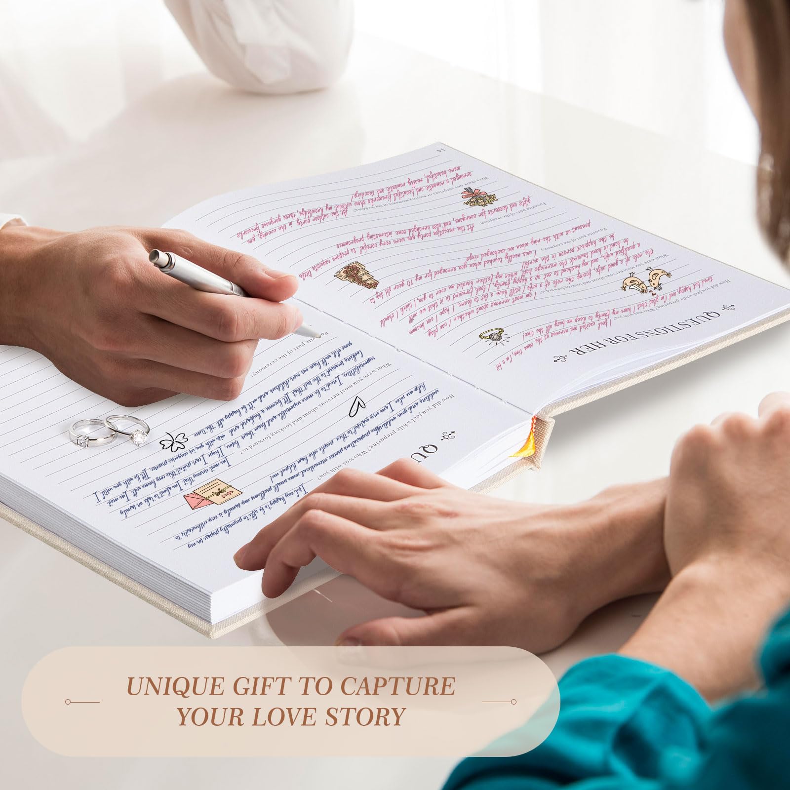 Foto 6 | Libreta Lanpn Para Aniversario De Boda, De Lino, 190 Páginas - Venta Internacional.
