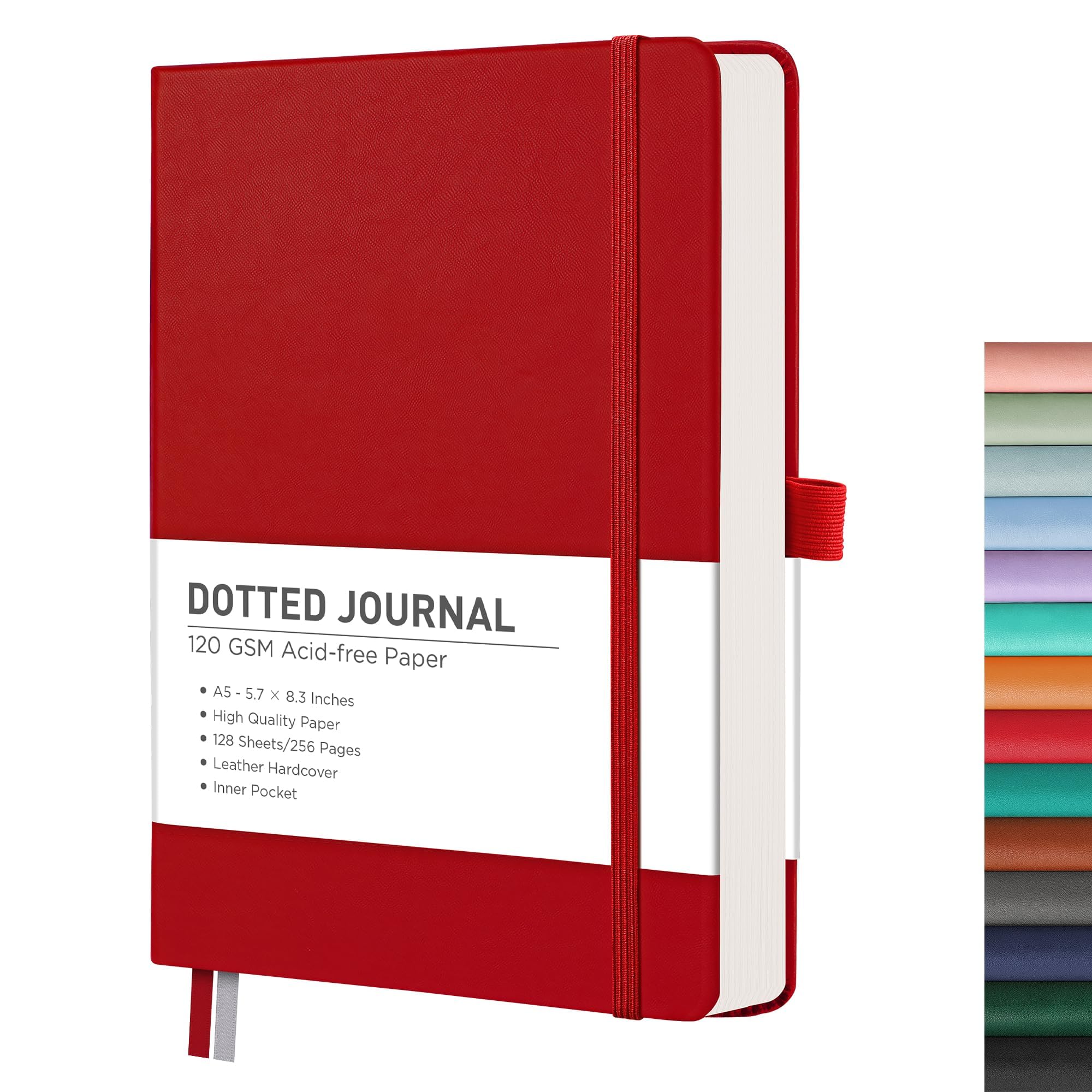 Foto 1 | Libreta Rettacy Bullet Dotted A5 De Piel, Tapa Dura, Color Rojo - Venta Internacional.