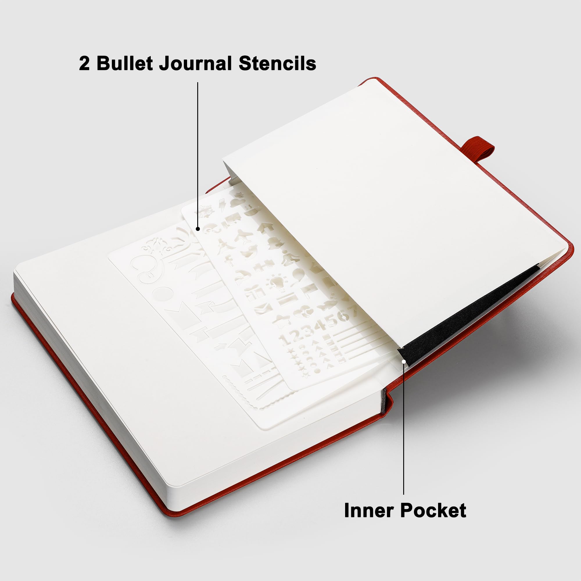Foto 7 | Libreta Rettacy Bullet Dotted A5 De Piel, Tapa Dura, Color Rojo - Venta Internacional.