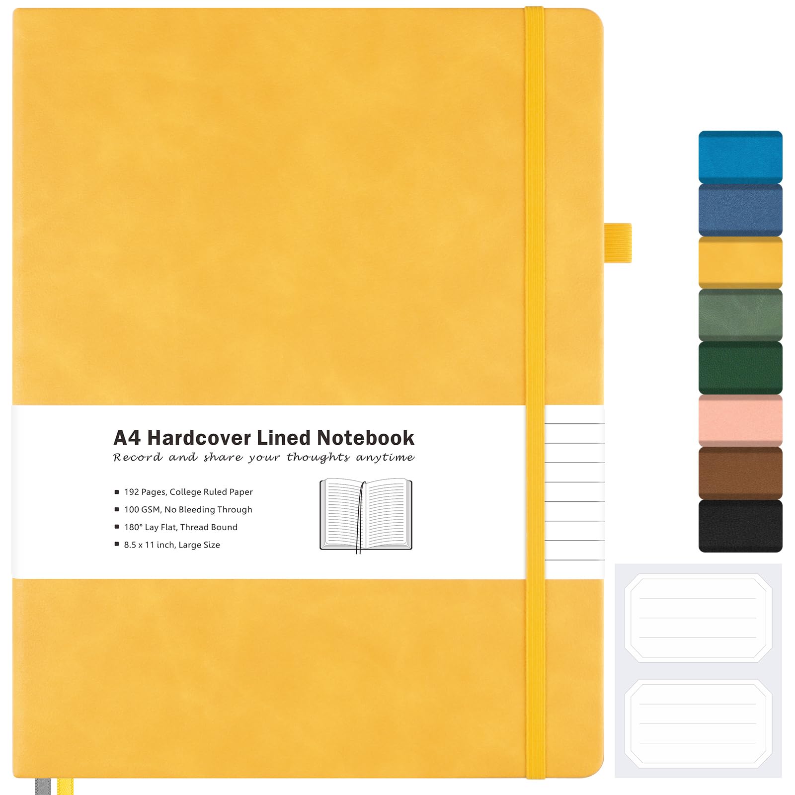 Foto 2 pulgar | Libreta Maleden College Riled A4 De Piel, Tapa Dura, Color Amarillo - Venta Internacional.