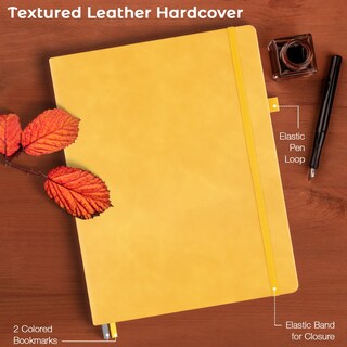 Foto 5 | Libreta Maleden College Riled A4 De Piel, Tapa Dura, Color Amarillo - Venta Internacional.