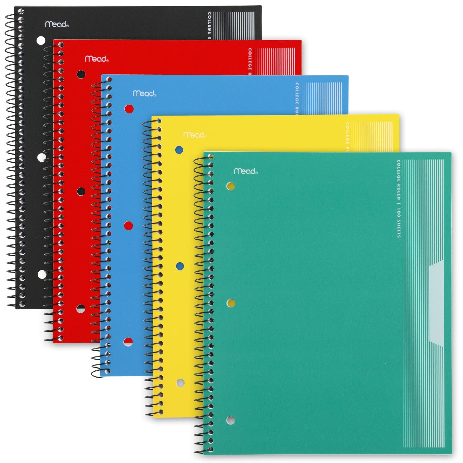 Foto 1 | Cuadernos Mead Spiral De 1 Asignatura, Con Rayas Universitarias, 100 Hojas X 5 - Venta Internacional.