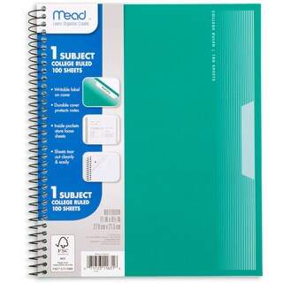 Foto 7 | Cuadernos Mead Spiral De 1 Asignatura, Con Rayas Universitarias, 100 Hojas X 5 - Venta Internacional.