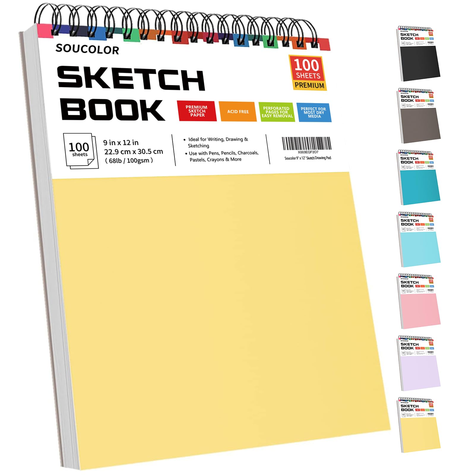 Foto 2 pulgar | Cuaderno De Bocetos Soucolor 9 X 12, 100 Hojas, Amarillo - Venta Internacional.
