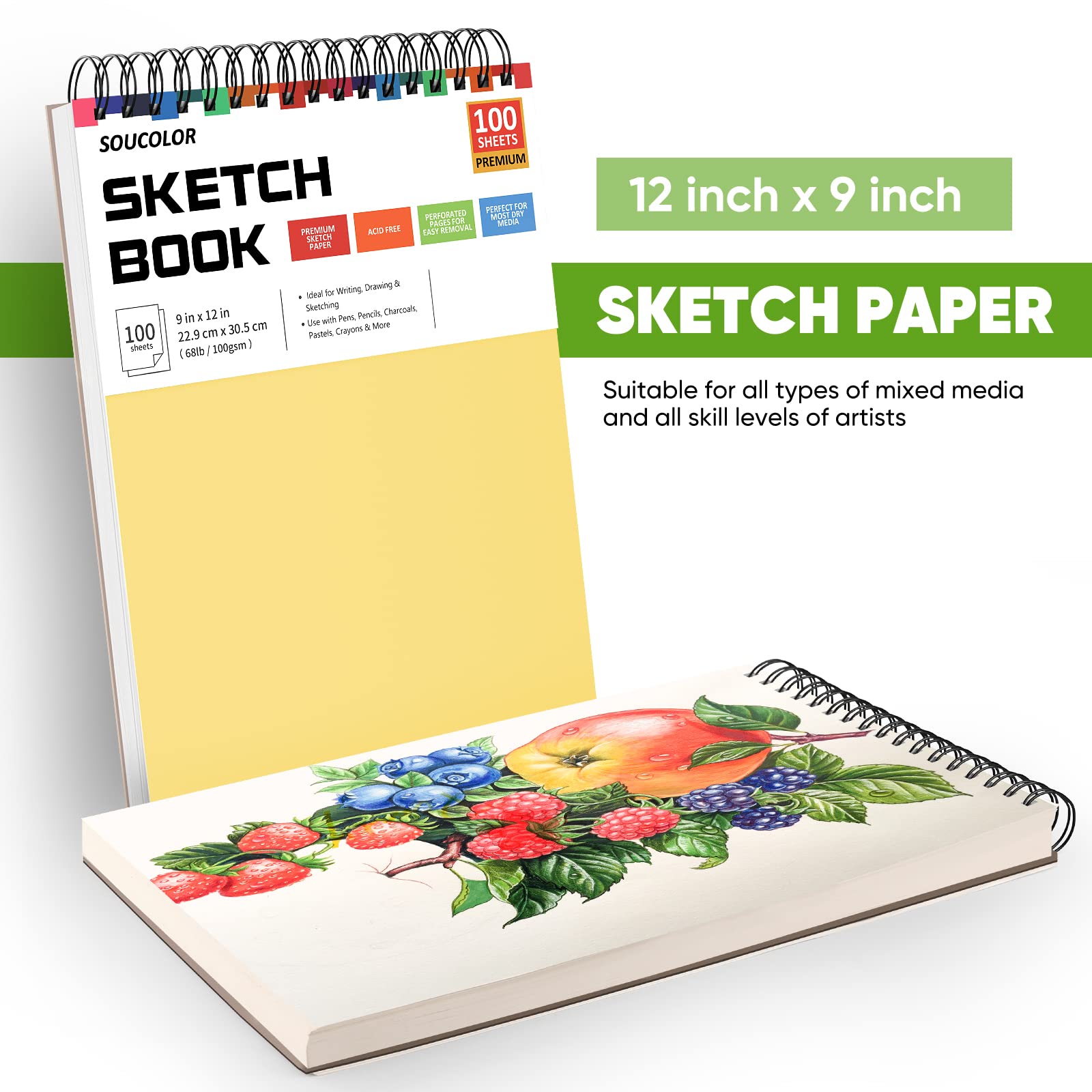 Foto 7 pulgar | Cuaderno De Bocetos Soucolor 9 X 12, 100 Hojas, Amarillo - Venta Internacional.