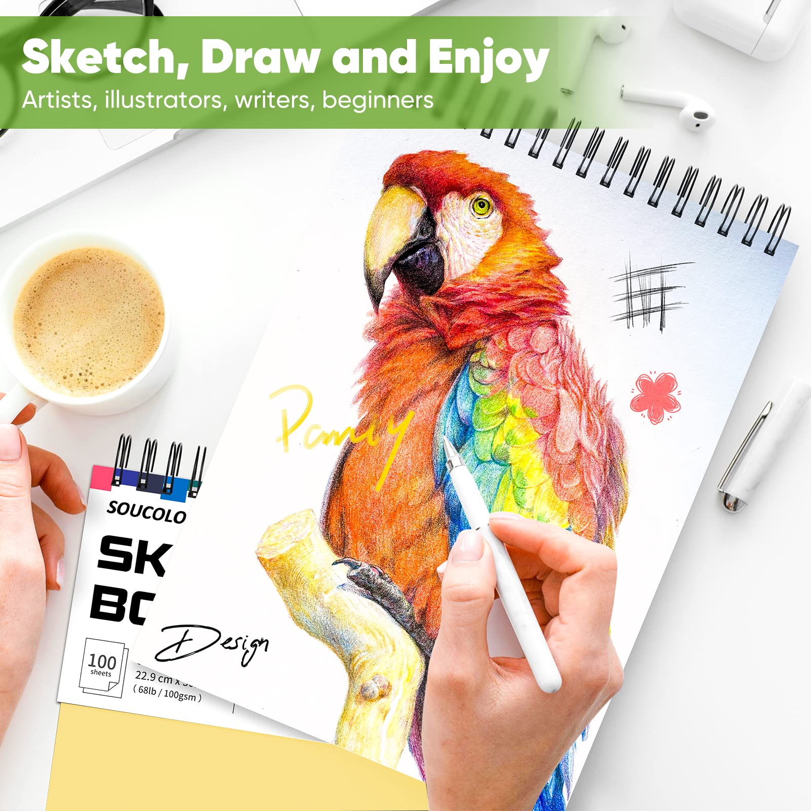 Foto 7 | Cuaderno De Bocetos Soucolor 9 X 12, 100 Hojas, Amarillo - Venta Internacional.