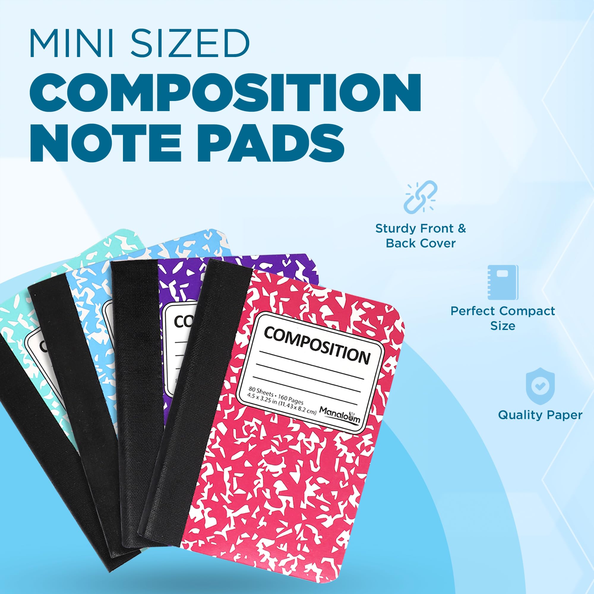 Foto 2 | Cuadernos De Composición Manaloom Mini, 4,5 X 3,25 Pulgadas, 80 Hojas - Venta Internacional.