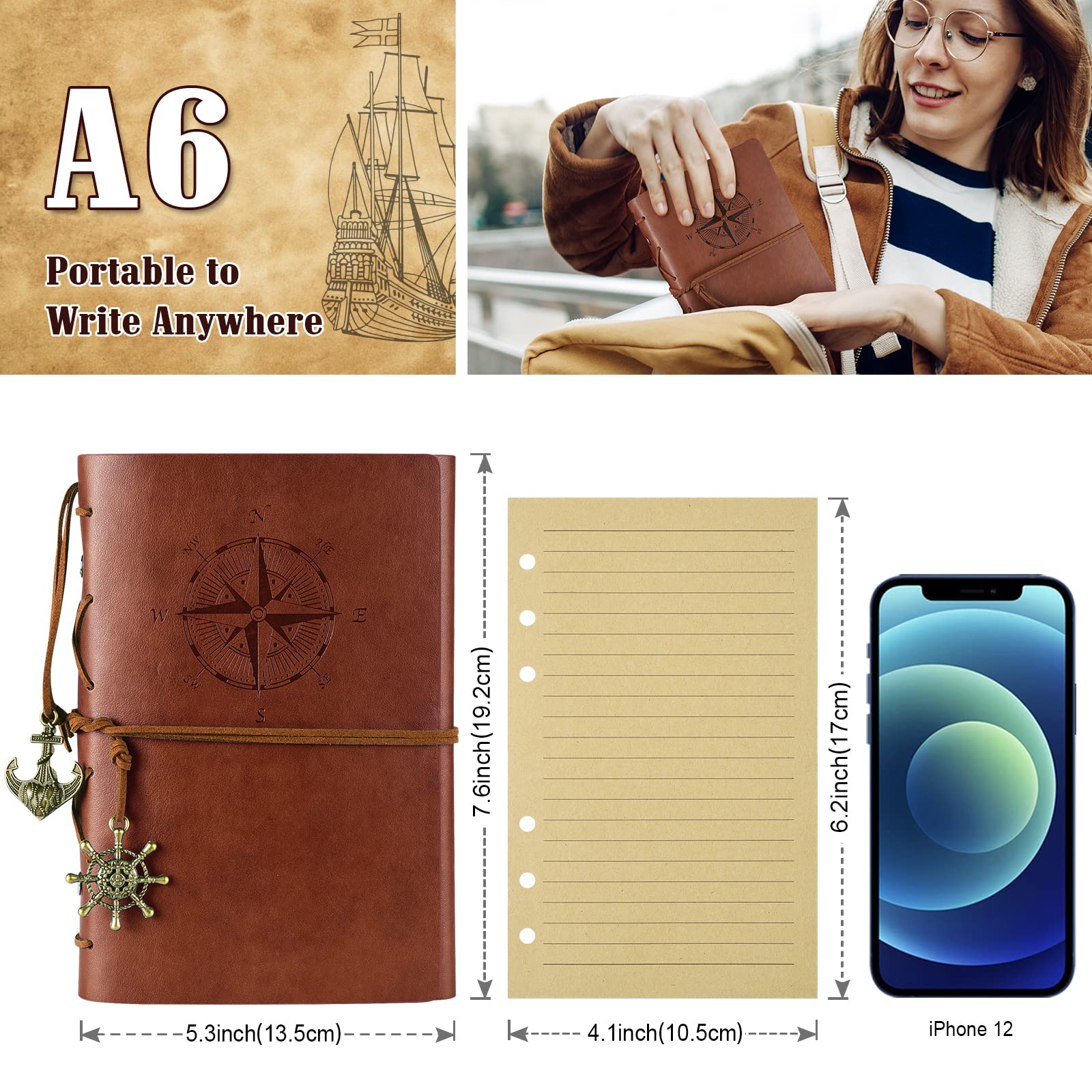 Foto 6 pulgar | Cuaderno Maleden De Piel Sintética, 7 X 5 Pulgadas, 160 Páginas, 100 G/m² - Venta Internacional.