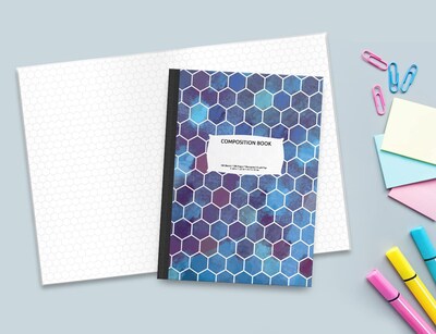 Foto 2 | Cuaderno De Composición, Papel Cuadriculado Hexagonal, 200 Páginas - Venta Internacional.
