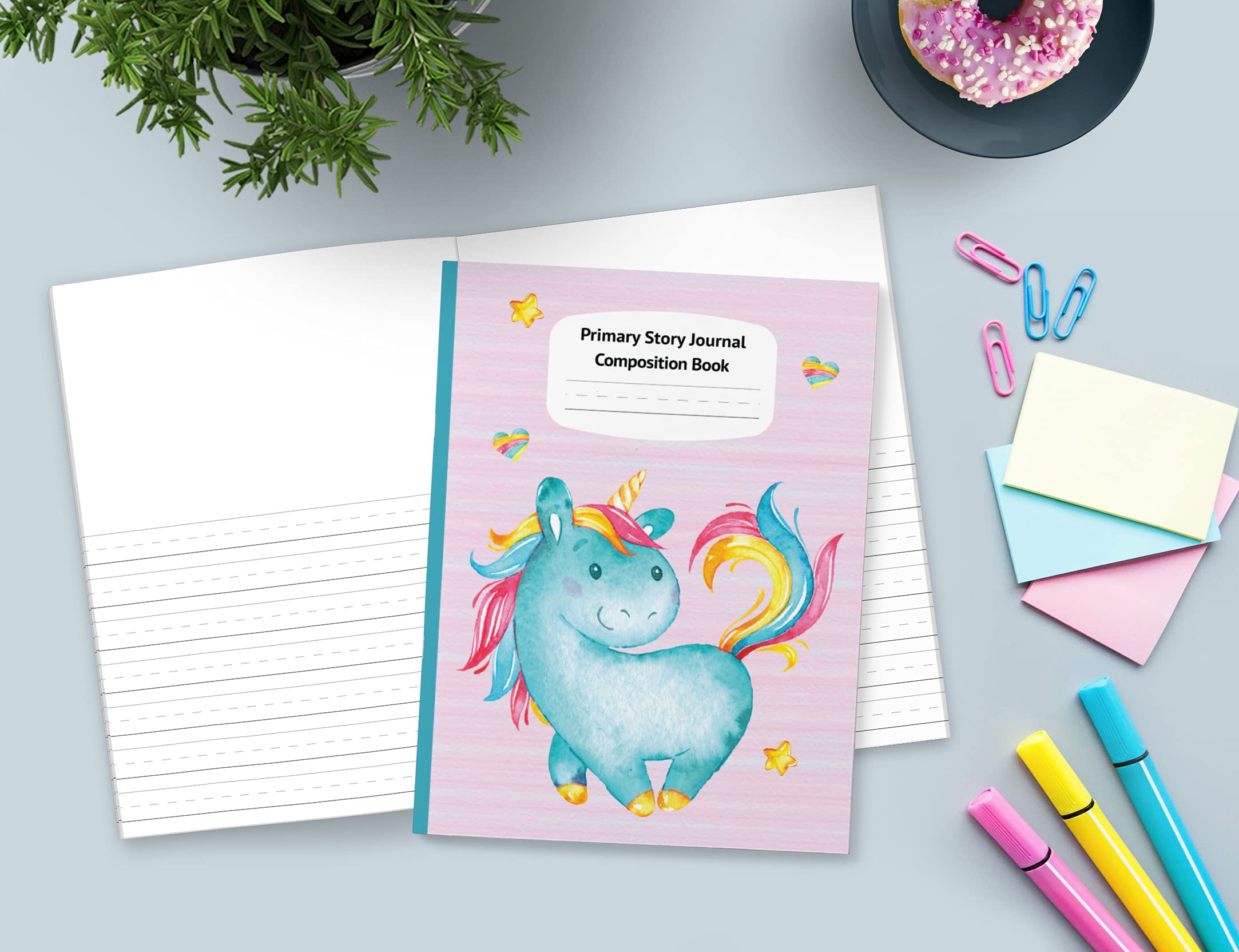 Foto 2 | Libro De Composición Blue Unicorn Pastel Primary Story Journal - Venta Internacional.