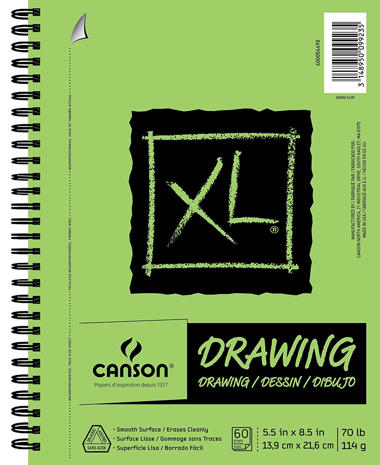 Foto 1 | Papel De Dibujo Canson Serie Xl, Encuadernado Con Alambre, 14 X 21,6 Cm, 60 Hojas - Venta Internacional.
