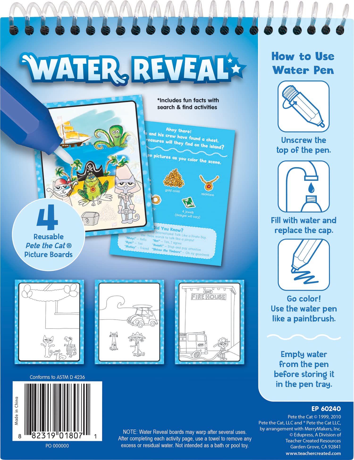 Foto 4 pulgar | Water Reveal Book | Recursos Creados Por Un Maestro | Pete The Cat  - Venta Internacional.