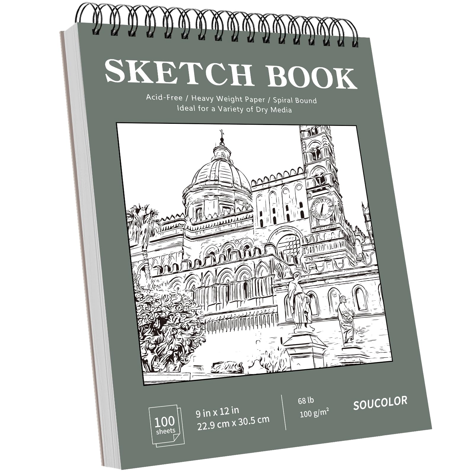 Foto 1 | Cuaderno De Bocetos Soucolor, 9 X 12 Pulgadas, 100 Hojas, Encuadernado En Espiral - Venta Internacional.