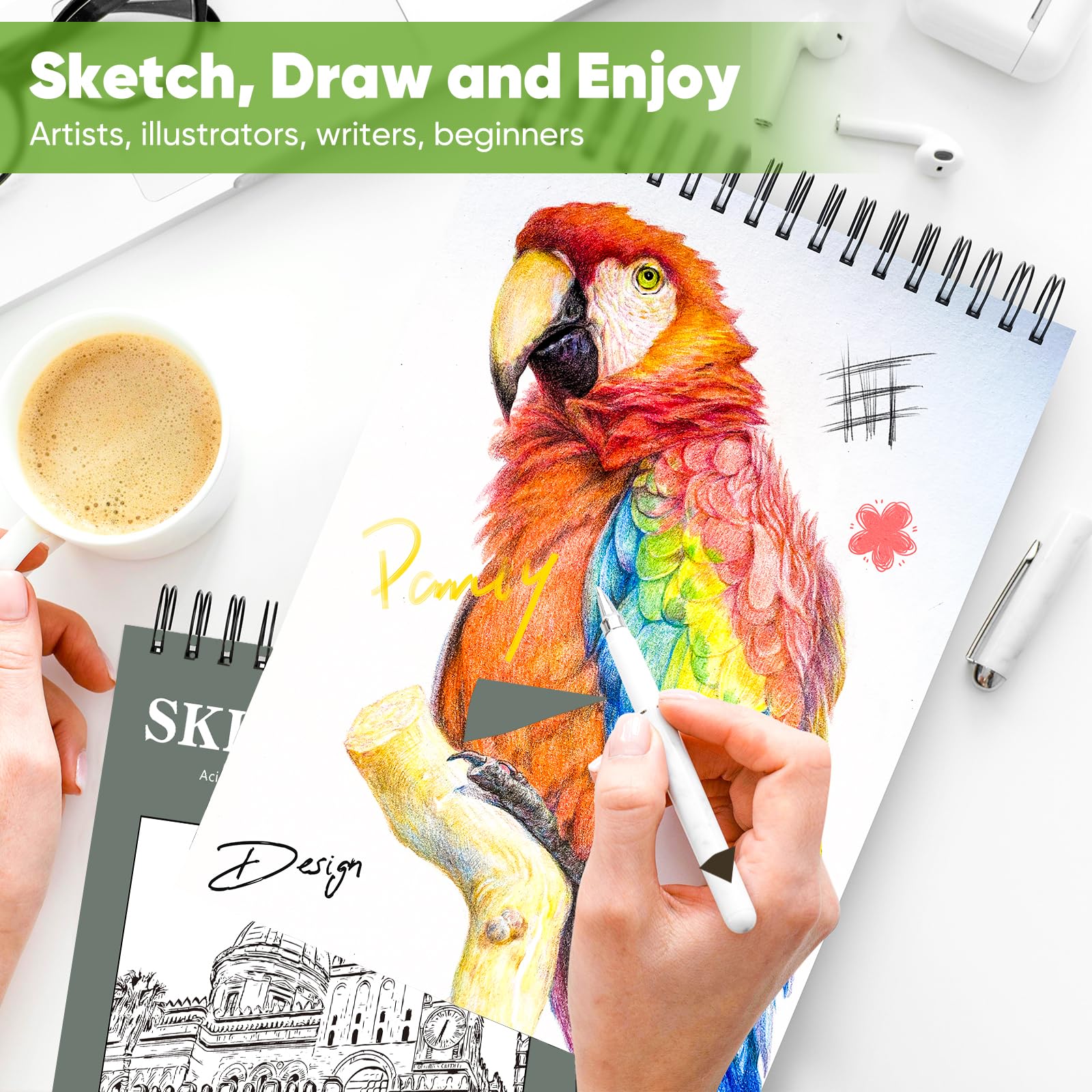 Foto 6 | Cuaderno De Bocetos Soucolor, 9 X 12 Pulgadas, 100 Hojas, Encuadernado En Espiral - Venta Internacional.