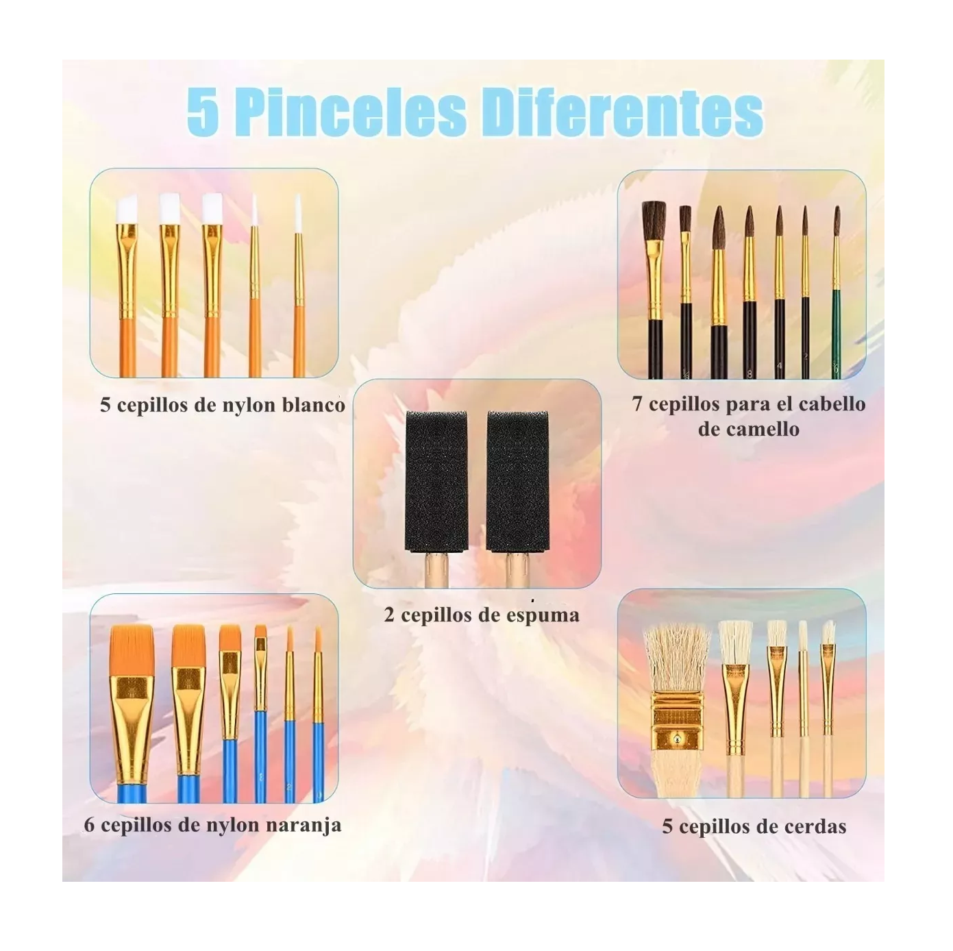 Foto 4 pulgar | Juego De 25 Pinceles Para Pintura Acuarela Multicolor