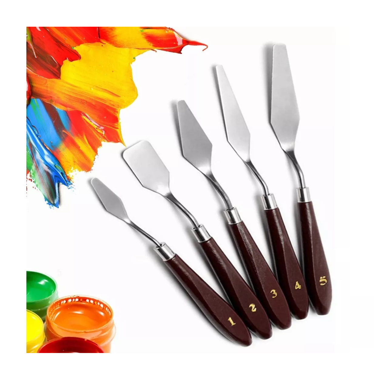 Foto 3 pulgar | Espátulas para Pintar Oleo 5 Piezas Marrón