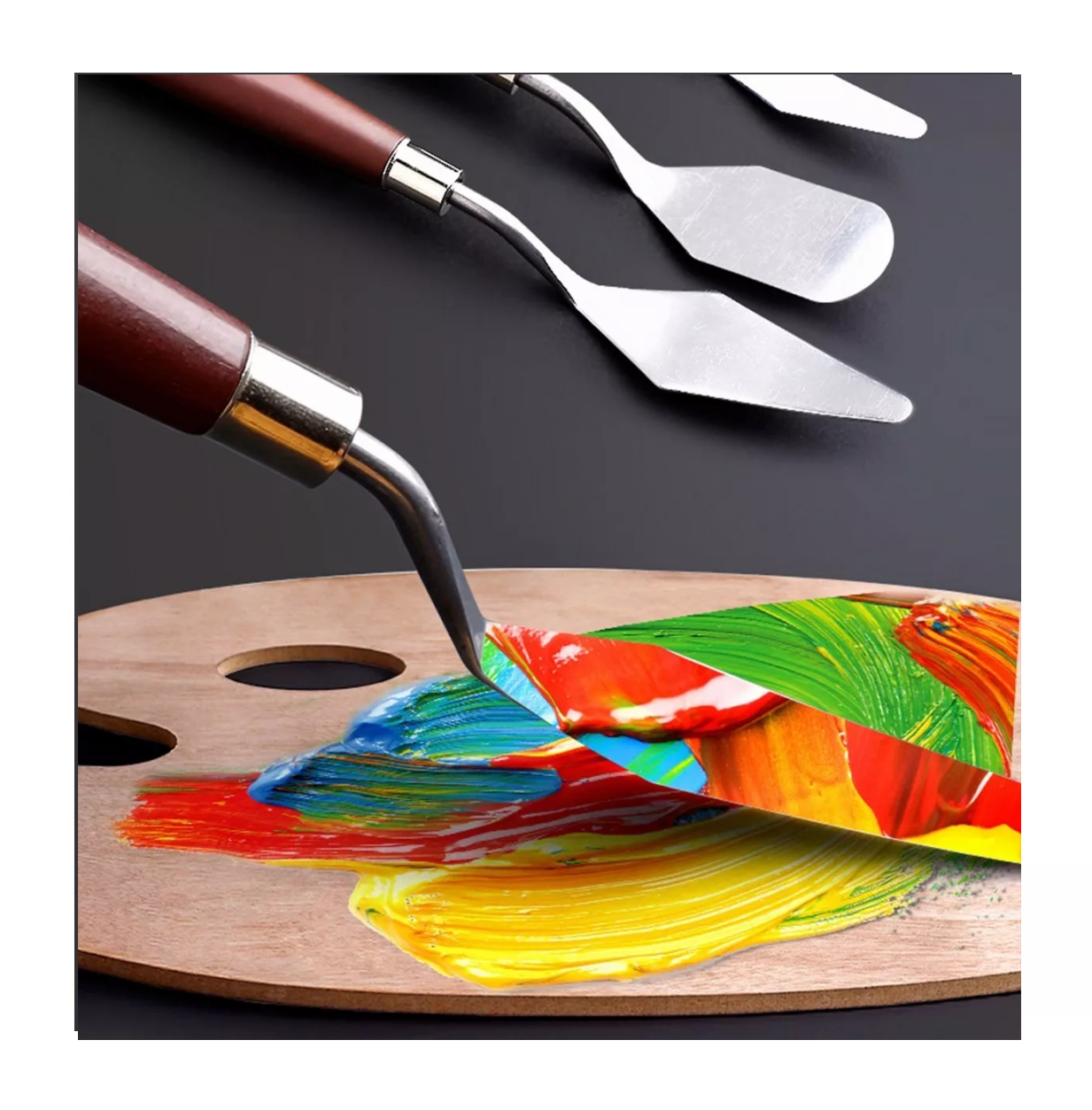 Foto 6 pulgar | Espátula Belug para Pintar Óleo 5 Piezas Marrón/Plata