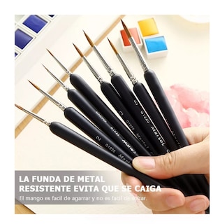Foto 3 | Pincel Belug para Acrílico de Dibujo Óleo 11 Piezas color Negro