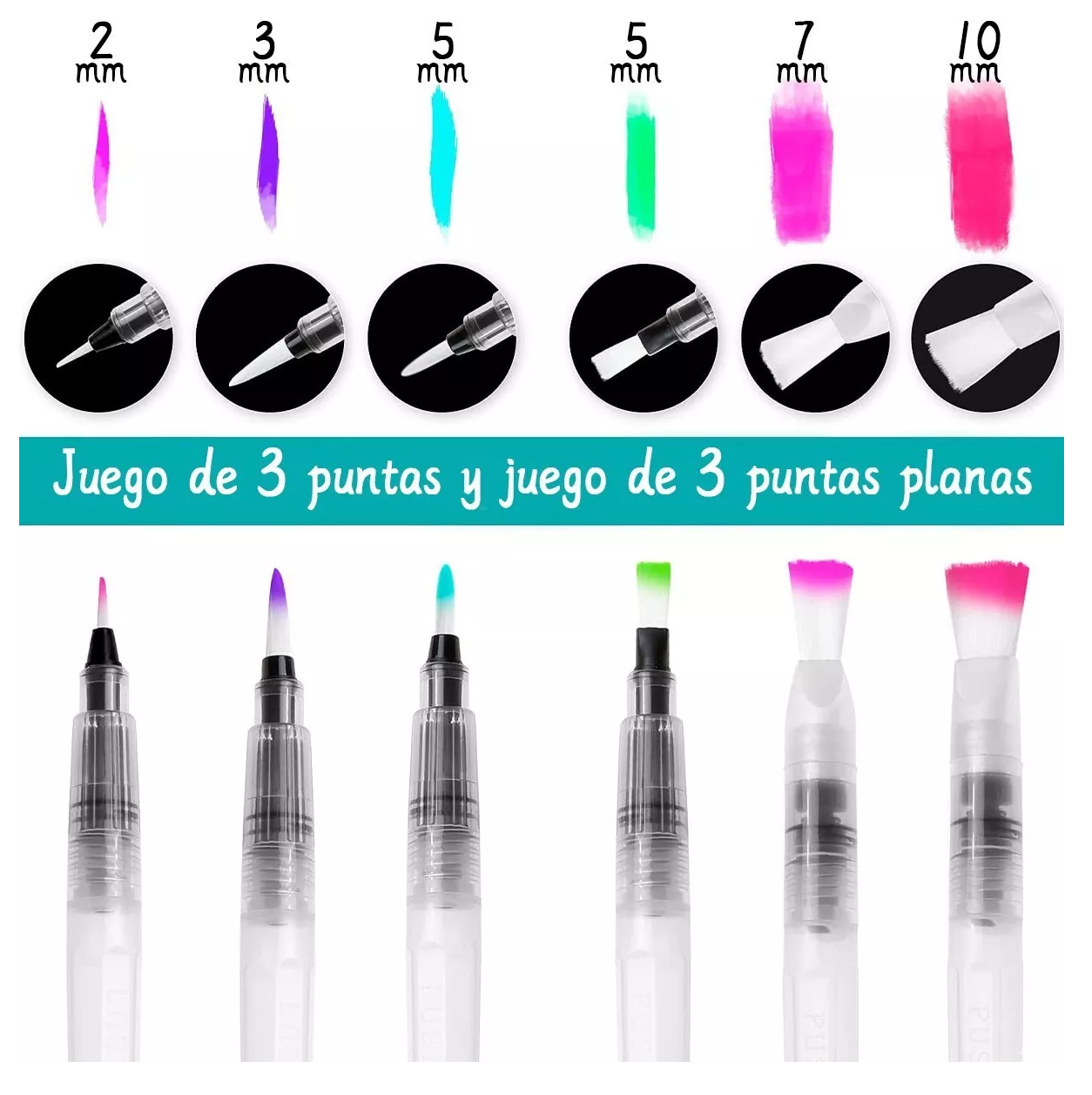 Foto 4 pulgar | Juego De Pinceles De Acuarela Para Agua Profesional, 6 Pcs
