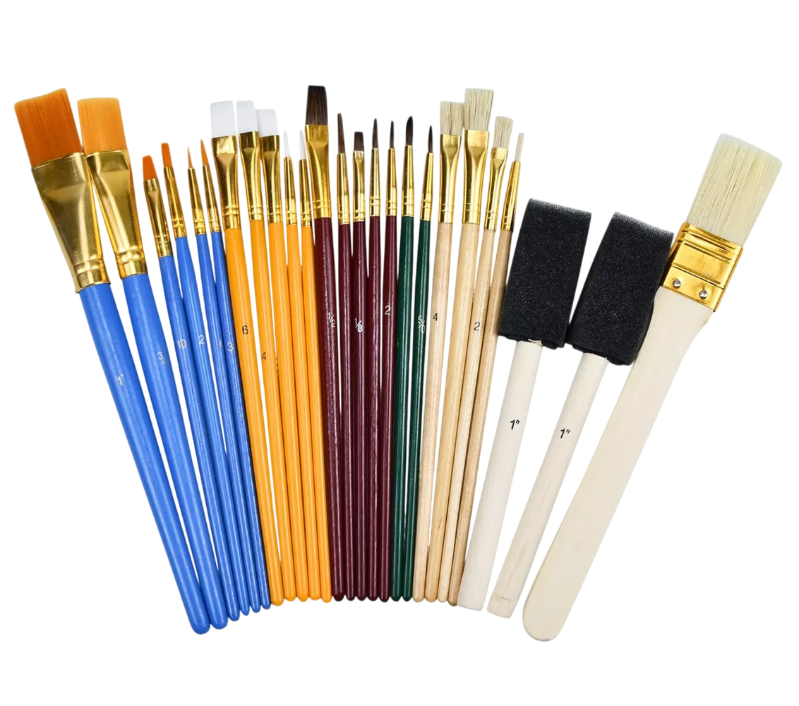 Juego De 25 Pinceles Para Pintura Acuarela, Acrílico, Oleo