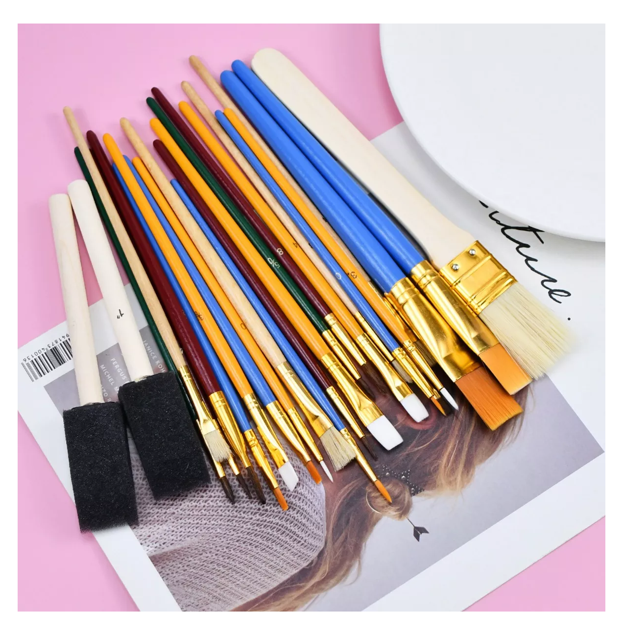 Foto 4 pulgar | Juego De 25 Pinceles Para Pintura Acuarela, Acrílico, Oleo