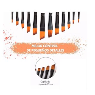 Foto 5 | 24 Pinceles De Nilón Para Pintura Acuarela, Acrílico, Belug Blanco