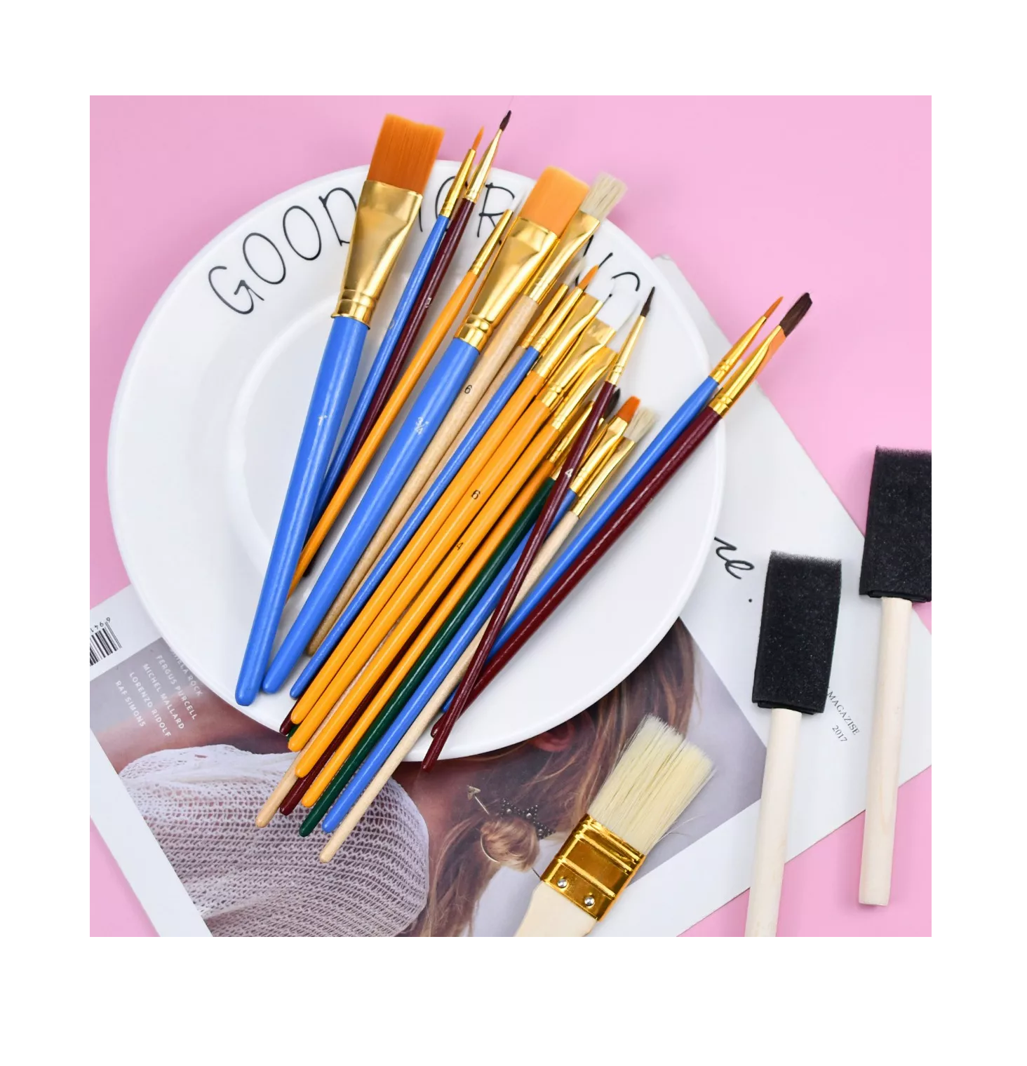 Foto 6 pulgar | Juego De 25 Pinceles Para Pintura Acuarela, Acrílico, Oleo