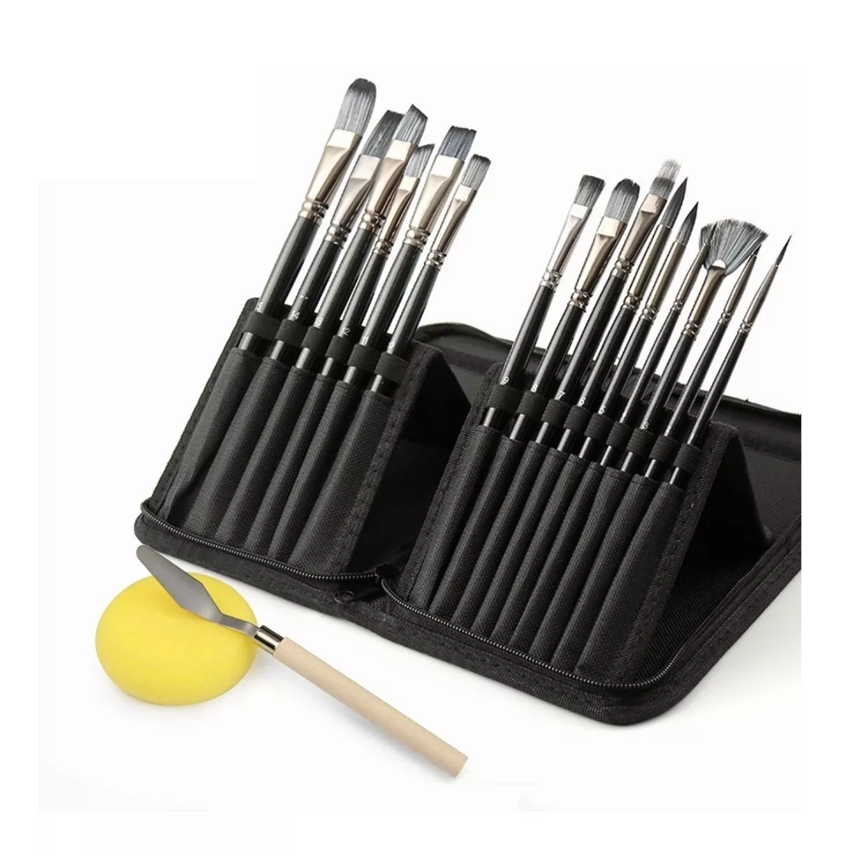 Set 15 Pinceles Acuarela Lab.gacrílico Arte Sinteticos Pintura Negro