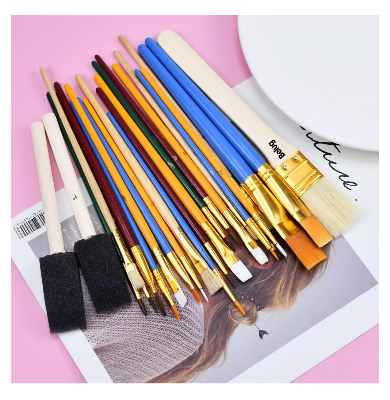 Foto 4 pulgar | Juego De 25 Pinceles Para Pintura Acuarela, Acrílico, Oleo. Belug Multicolor