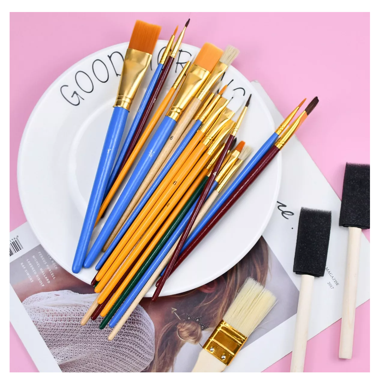 Foto 5 | Juego De 25 Pinceles Para Pintura Acuarela, Acrílico, Oleo. Belug Multicolor