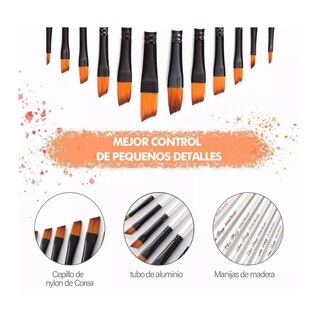 Foto 5 | 24 Pinceles De Nilón Lab.g Para Pintura Acuarela, Acrílico, Blanco