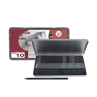 Foto 1 | Estuche de Metal Atl color Negro con Lápices de Grafito Profesionales y Barras de Carbón