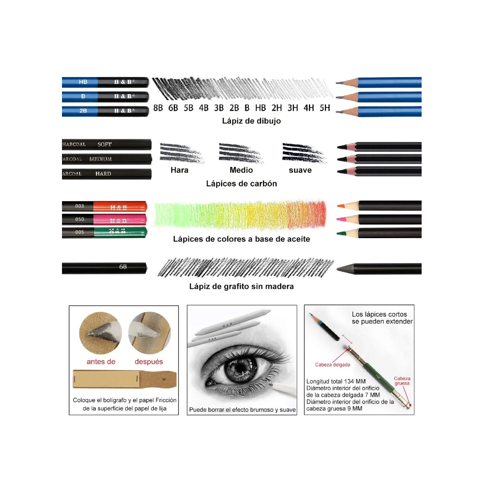 Foto 4 pulgar | Set De Arte Profesional 145 Lápices Colores Dibujo Kit