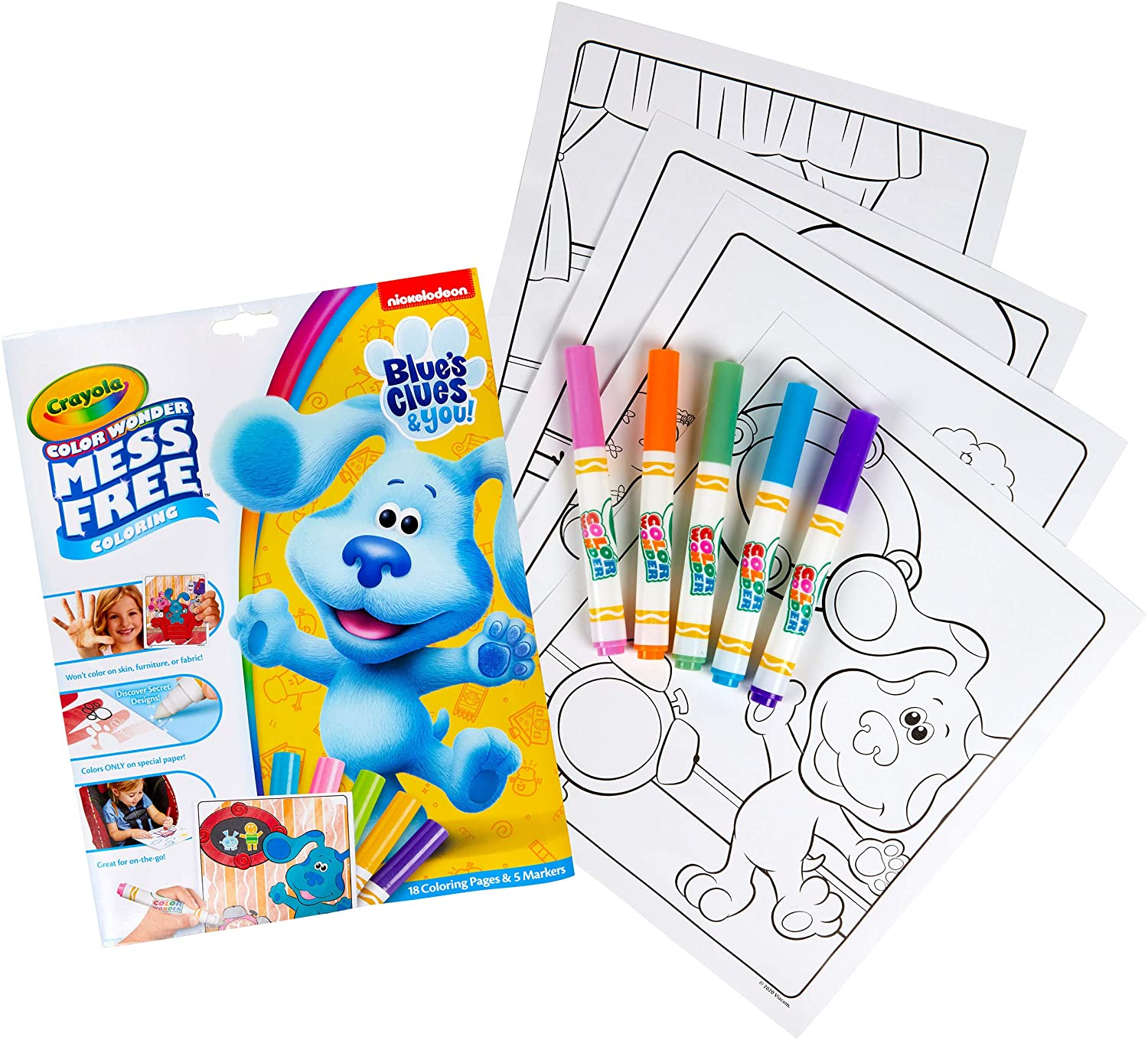 Venta Internacional- Libro de Colorear Blues Clues y 5 Marcadores Sin Manchas Crayola