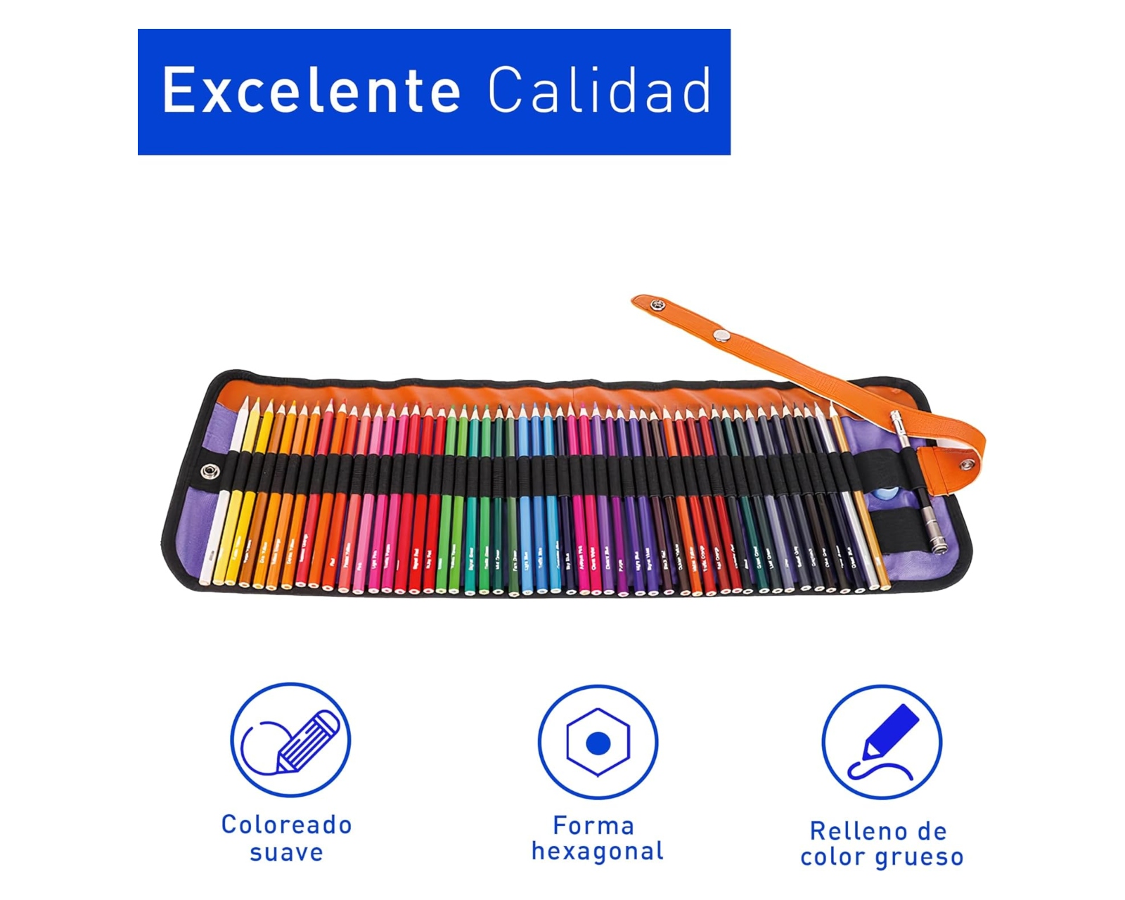 Foto 7 pulgar | Kit de Colores Bluelander Colores con estuche, Colores Multicolor 46 lápices, 1 Sacapuntas y 1 Extensor de lápiz.