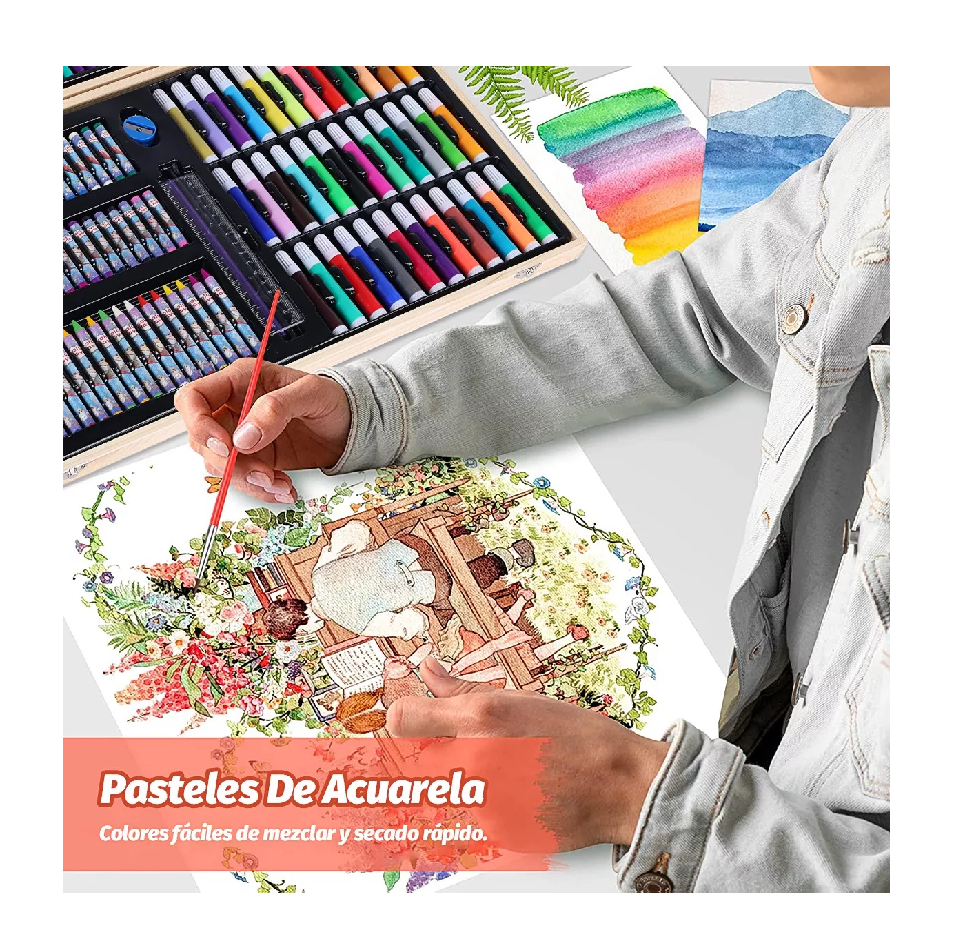 Foto 4 | Kit Dibujo 228 PZAS Lápices de Colores Set de Arte Profesional